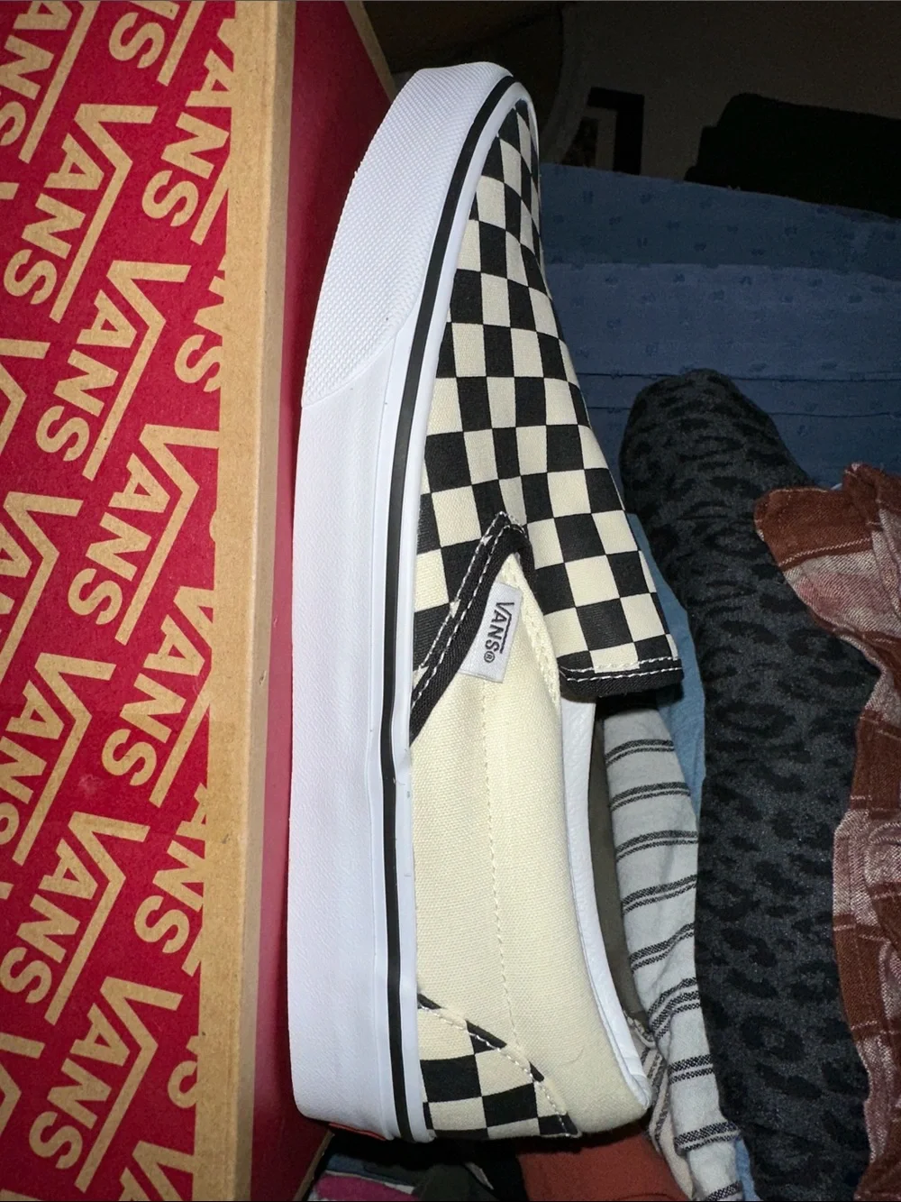 Vans Checkerboard Slip-On in Black and White
